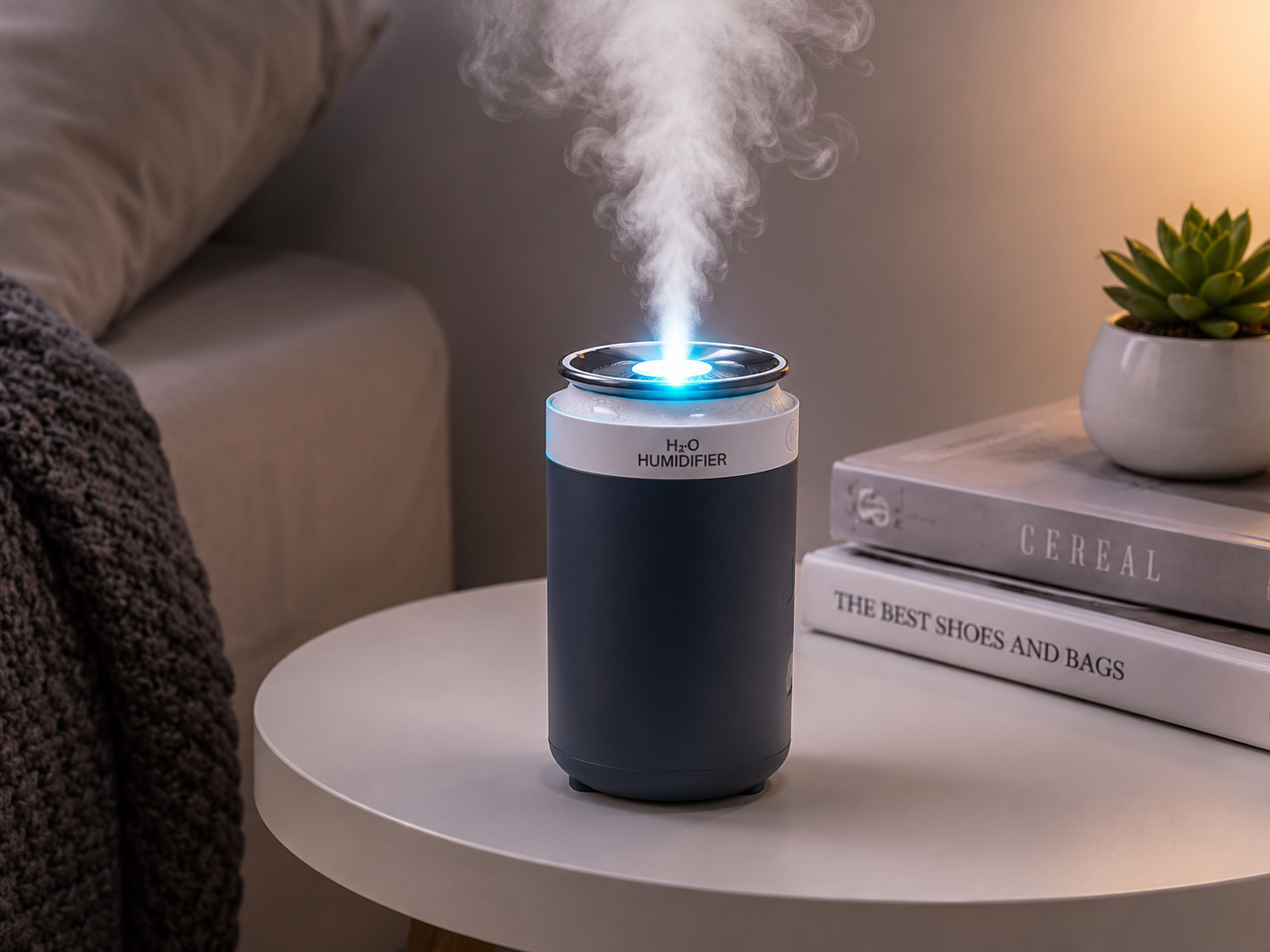 Portable Can Aroma Diffuser – USB Essential Oil Humidifier with LED Light